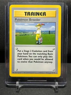 Pokemon Breeder 76/102 Rare Pokemon 1999 Shadowless Base Set LP - Image 1