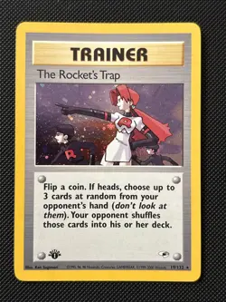 2000 Pokemon Gym Heroes 1st Ed WotC 19/132 The Rocket’s Trap Holo - Image 1