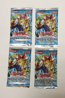 1996 YUGIOH BLUE EYES WHITE DRAGON BOOSTER 4 PACK LOT CANADIAN UNLIMITED SEALED - Image 1