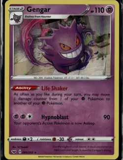 Gengar Holo Rare SWSH01: Sword & Shield Base Set 085/202 Psychic Holo Pokemon Ca - Image 1