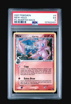 2007 Pokemon Mew Pop Series 5 Holo bleed Inverted Back 3/17 PSA 5 - Image 1