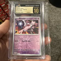 CGC 10 Pristine Pokemon TCG 2024 Stellar Crown #059/142 Mewtwo Reverse Holo - Image 1