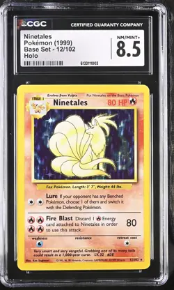 CGC 8.5 Ninetales 12/102 Holo Base Set Graded Pokemon Card - Image 1