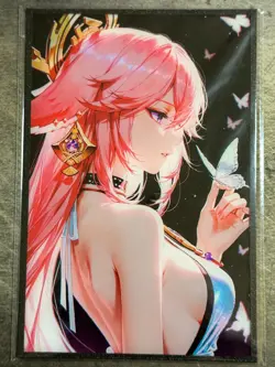Yae Miko GENSHIN IMPACT - Waifu Goddess Trading Card - A5 Board Size CCG - 2025 - Image 1