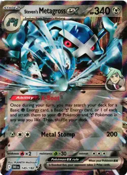 Pokemon TCG Steven’s Metagross ex 145/182 Destined Rivals Ex Double Rare Holo NM - Image 1