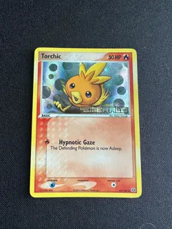 Torchic 69/106 EX Emerald 2005 Reverse Holo Foil Stamped Pokemon Card-Print Line - Image 1