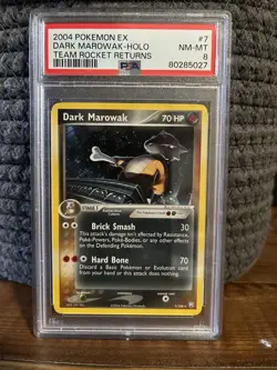 2004 POKEMON EX TEAM ROCKET RETURNS #7 DARK MAROWAK-HOLO PSA 8 - Image 1