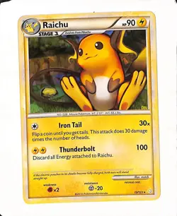 Pokemon HGSS - HeartGold SoulSilver - Raichu - 10/123 - Cracked Ice Holo Rare - Image 1