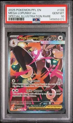 POKEMON PHANTASMAL FLAMES #128 MEGA LOPUNNY ex SPECIAL ILLUSTRATION RARE PSA 10 - Image 1