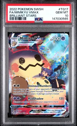 2022 POKEMON SWORD & SHIELD BRILLIANT STARS #TG17 FULL ART/MIMIKYU VMAX PSA 10 - Image 1