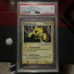 Pokemon TCG 2003 Ruby and Sapphire Electabuzz EX 97/109 PSA 7 Crack - Image 1