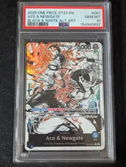 2025 One Piece ST22-001 Ace & Newgate Ace & Newgate B&W Alt Art PSA 10 gem mt - Image 1