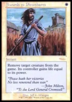 MTG Swords to Plowshares - Foil FNM 2001, Light Play, English Promo: FNM - Image 1