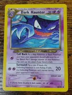 Dark Haunter 36/105 Obstruction Error Misprint Neo Destiny Pokemon Card VLP-NM - Image 1