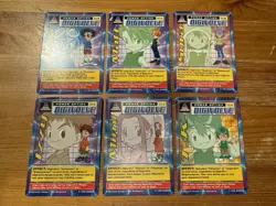 DIGIMON 6 Digi-Destined Swedish Promo Cards Bandai Played - Image 1