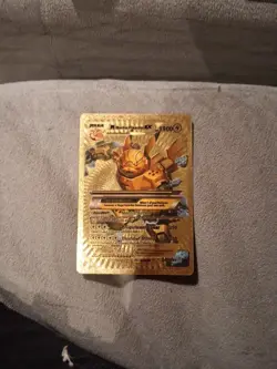 MEGA M Mecha Pikachu EX 2/15 Gold Foil Fan Art Display Card HP 1900 Rare NVRPla - Image 1