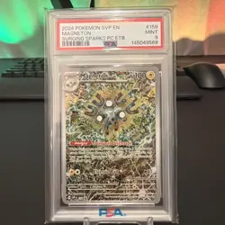 2024 POKEMON SVP SURGING SPARKS POKEMON CENTER ETB PROMO #159 MAGNETON PSA 9 - Image 1