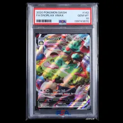 PSA 10 POKEMON 2020 FA SNORLAX VMAX #142 SWORD & SHIELD - Image 1