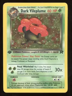 2000 Pokemon Team Rocket Dark Vileplume Holo Rare 1st Edition #13/82 - Image 1
