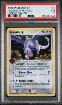 2006 POKEMON EX LEGEND MAKER AERODACTYL #1 HOLO FOIL PSA 7 - Image 1