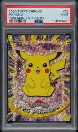 2000 TOPPS CHROME POKEMON T.V. SPARKLE #25 PIKACHU PSA 9 - Image 1