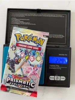 HEAVY pokemon prismatic evolutionss pack, possible GOD/ERROR pack 22.94g - Image 1
