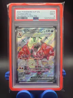 Charizard ex SVP 074 PSA 9 MINT Full Art Black Star Promo Pokemon With Guard - Image 1