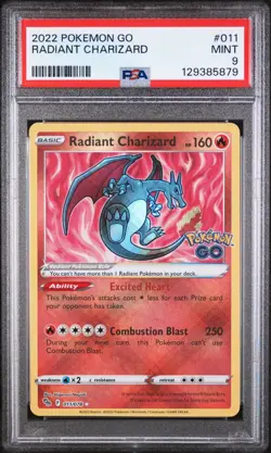 Radiant Charizard 011/078 Pokemon GO PSA 9 Mint 2022 Sword & Shield - Image 1