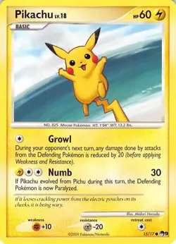Pikachu 15/17 Common POP Series 9 Pokemon Lightly Played - Image 1