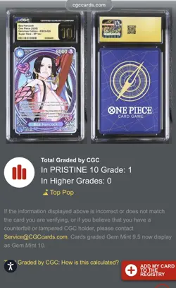 POP 1 CGC PRISTINE 10 Boa Hancock EB03-026 SP – First English Pristine Example - Image 2