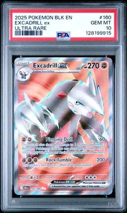 2025 Pokemon SV: BLK EN-Black Bolt - 160/086 Excadrill EX - PSA 10 - Image 1
