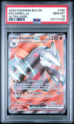 2025 Pokemon SV: BLK EN-Black Bolt - 160/086 Excadrill EX - PSA 10 - Image 3