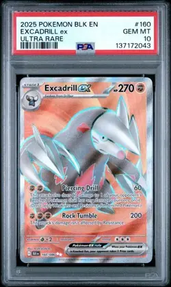 2025 Pokemon SV: BLK EN-Black Bolt - 160/086 Excadrill EX - PSA 10 - Image 5