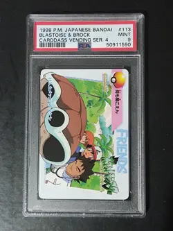 Blastoise & Brock #113 Pokemon Carddass Vending Series 4 1998 Ash Misty PSA 9 - Image 1
