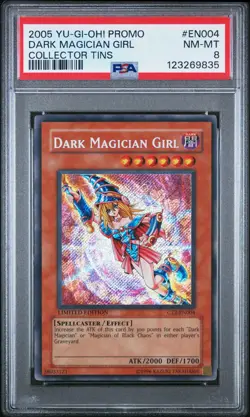 2005 YU-GI-OH! PROMO COLLECTOR TINS #EN004 DARK MAGICIAN GIRL PSA 8 - Image 1
