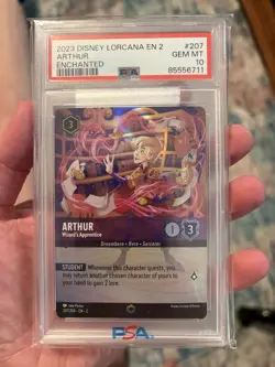 Disney Lorcana Arthur - Wizard's Apprentice (Enchanted) 207/204 PSA 10 💎 - Image 1