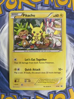 Pokemon XY Black Star Promo XY95 Pikachu ( Sylveon + Chespin ) Holo LP Card - Image 1
