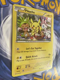 Pokemon XY Black Star Promo XY95 Pikachu ( Sylveon + Chespin ) Holo LP Card - Image 2
