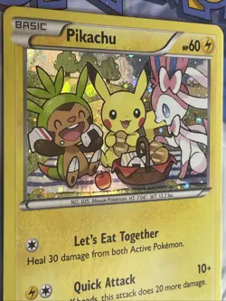 Pokemon XY Black Star Promo XY95 Pikachu ( Sylveon + Chespin ) Holo LP Card - Image 4