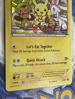 Pokemon XY Black Star Promo XY95 Pikachu ( Sylveon + Chespin ) Holo LP Card - Image 5