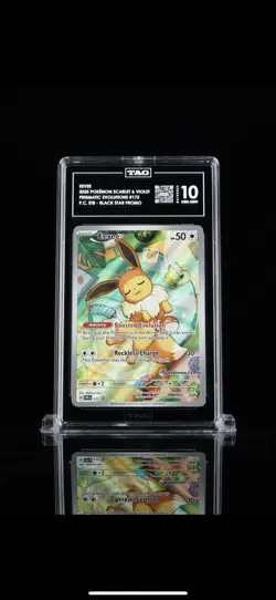 Eevee 2025 Prismatic Evolutions Promo STAMPED Pokemon Center PC TAG 10 PSA 10 - Image 1