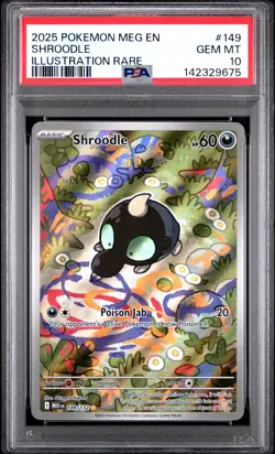 2025 Pokemon Meg En-Mega Evolution #149 Shroodle Illustration Rare PSA 10 - Image 1