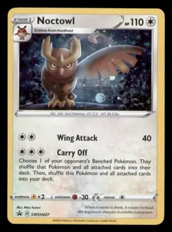 Noctowl SWSH027 Holo Promo Sword & Shield Promo Pokemon TCG NM - Image 1