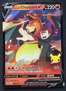 Pokemon Celebrations Lance's Charizard V SWSH133 Black Star Promo NM - Image 1