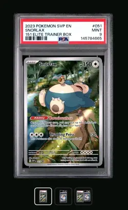 Pokemon 2023 SVP EN-SV Black Star Promo 151 Elite Trainer Box #051 Snorlax PSA 9 - Image 1