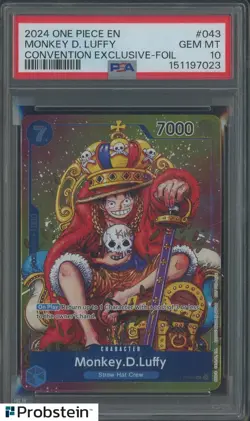 2024 One Piece EN P-043 Monkey D Luffy Convention Exclusive Foil PSA 10 - Image 1