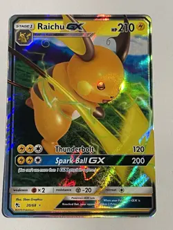 Pokemon TCG Card - Raichu GX Hidden Fates 20/68 Ultra Rare- NM Holo - Image 1