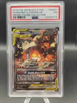 Pokemon TCG Reshiram & Charizard GX Black Star Full Art Prom Card Sm201 Psa7 - Image 1