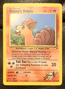 Blaine’s Vulpix Pokemon Card (65/132 Gym Heroes) Near Mint - Image 1