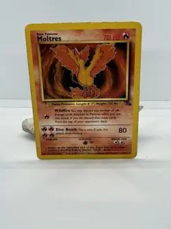 Pokemon Moltres 12/62 Fossil Holo Rare Unlimited 70 HP English 1999 TCG Card - Image 1